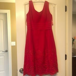 Isadora Collection Red Linen Midi Dress- Size 4